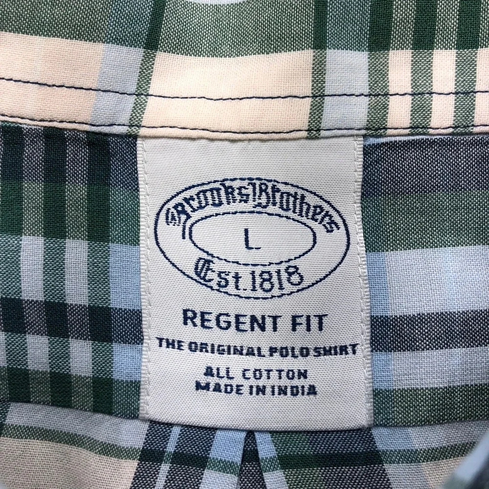 Brooks Brothers Regent Fit Plaid Short Sleeve Button Down Shirt Mens Large